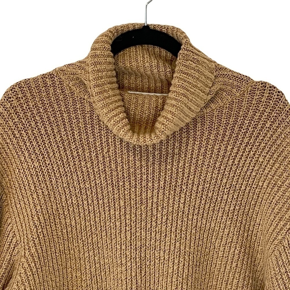ZARA Brown Ribbed Knit Turtleneck Sweater Size Small - Picture 5 of 7
